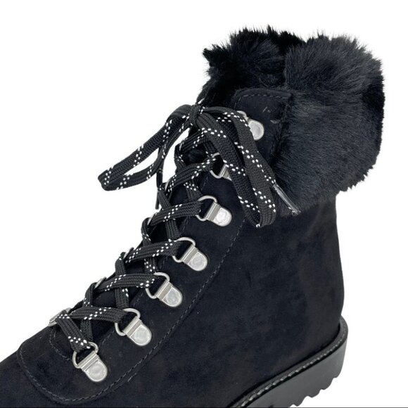 Kenneth Cole Reaction Trail Boot Black Faux Suede Faux Trim Womens Ankle Boots - Picture 7 of 12